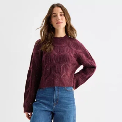 Ana Womens Mock Neck Long Sleeve Pullover Sweater In Red