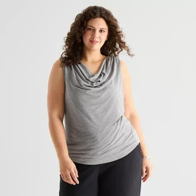 Ana Womens Plus Cowl Neck Sleeveless Tank Top In Gray