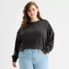 Ana Womens Plus Crew Neck Long Sleeve Sweatshirt In Black