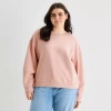 Ana Womens Plus Crew Neck Long Sleeve Sweatshirt In Pink