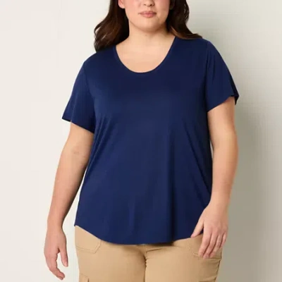 Ana Womens Plus Crew Neck Short Sleeve T-shirt In Blue