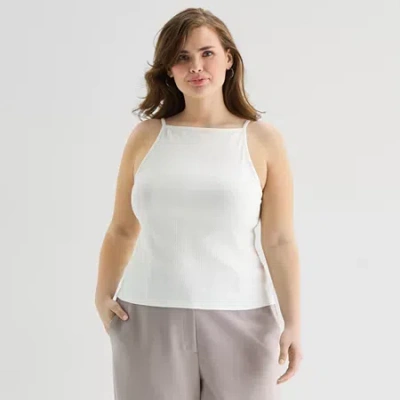 Ana Womens Plus Crew Neck Sleeveless Tank Top In Neutral