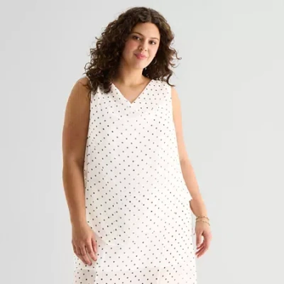 Ana Womens Plus Draped Neck Sleeveless Tank Top In Red