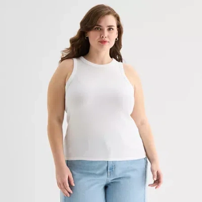Ana Womens Plus High Neck Sleeveless Tank Top In White