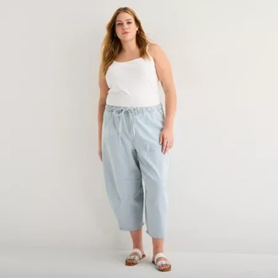 Ana Womens Plus High Rise Barrel Jean In Blue