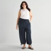 Ana Womens Plus Lightweight Cinched Low Rise Pull-on Pant In Black