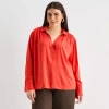 Ana Womens Plus Long Sleeve Blouse In Red