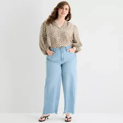 Ana Womens Plus Mid Rise Barrel Jean In Blue