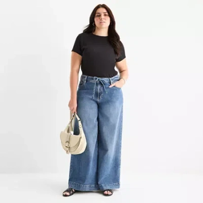 Ana Womens Plus Mid Rise Wide Leg Jean In Blue