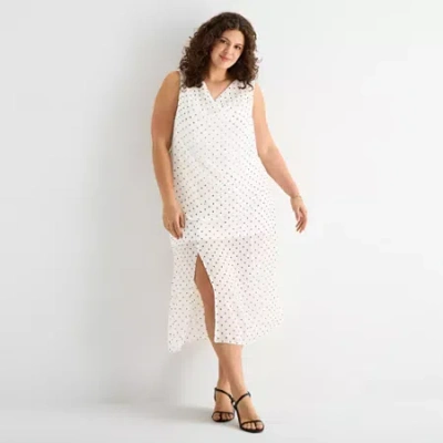 Ana Womens Plus Midi Pencil Skirt In Multi