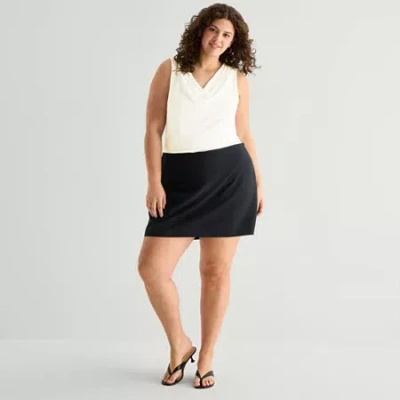 Ana Womens Plus Mini A-line Skirt In Black