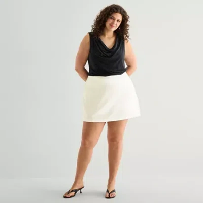 Ana Womens Plus Mini A-line Skirt In White