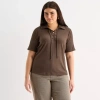 Ana Womens Plus Short Sleeve T-shirt In Brown