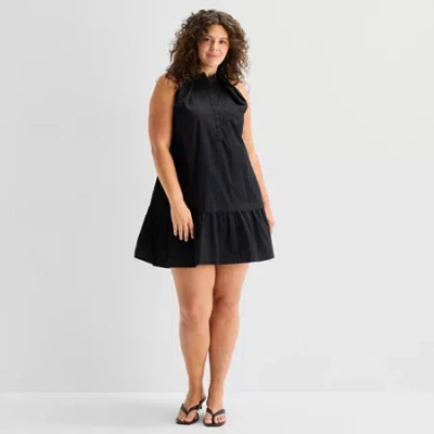 Ana Womens Plus Sleeveless A-line Dress In Black