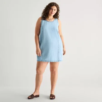 Ana Womens Plus Sleeveless A-line Dress In Blue