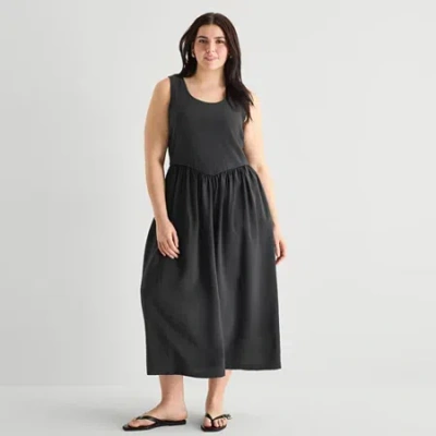 Ana Womens Plus Sleeveless Maxi Dress In Black