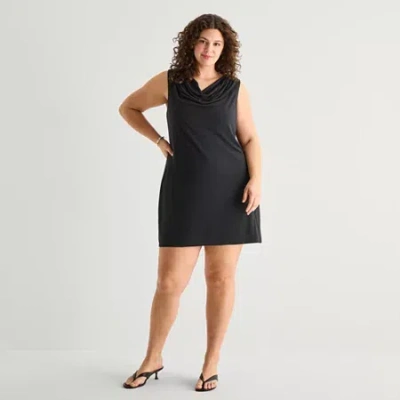 Ana Womens Plus Sleeveless Midi Casual Bodycon Dress In Black