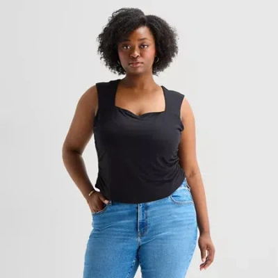 Ana Womens Plus Sweetheart Neck Sleeveless Blouse In Black
