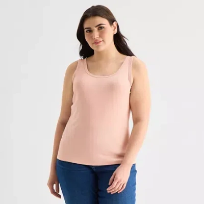 Ana Womens Plus U Neck Sleeveless Tank Top In Pink