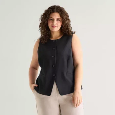Ana Womens Plus U Neck Sleeveless Vest In Black