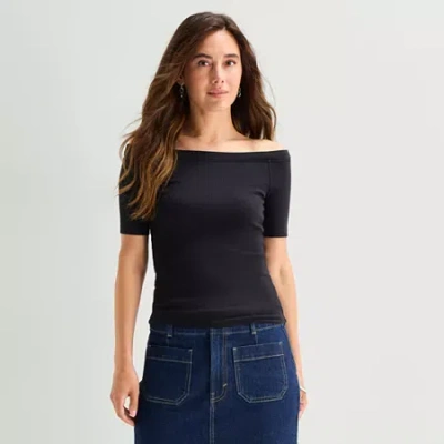 Ana Womens Regular Fit Henley Shirt In Black