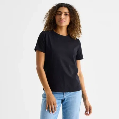 Ana Womens Round Neck Short Sleeve T-shirt In Black