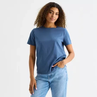 Ana Womens Round Neck Short Sleeve T-shirt In Blue