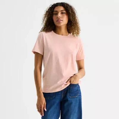 Ana Womens Round Neck Short Sleeve T-shirt In Pink