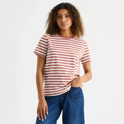 Ana Womens Round Neck Short Sleeve T-shirt In Red