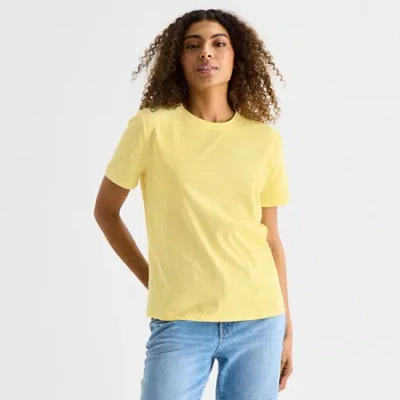 Ana Womens Round Neck Short Sleeve T-shirt In Yellow