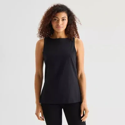 Ana Womens Round Neck Sleeveless Tank Top In Black
