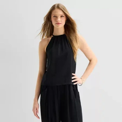 Ana Womens Round Neck Sleeveless Tank Top In Black