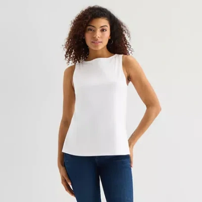 Ana Womens Round Neck Sleeveless Tank Top In White