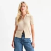 Ana Womens Short Sleeve Pullover Sweater In Sand