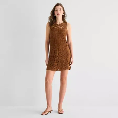 Ana Womens Sleeveless A-line Dress In Brown