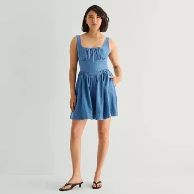 Ana Womens Sleeveless Drop Waist Dress In Blue