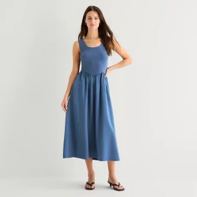 Ana Womens Sleeveless Maxi Dress In Blue