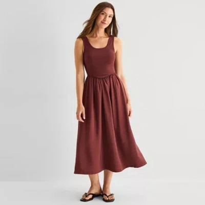 Ana Womens Sleeveless Maxi Dress In Burgundy