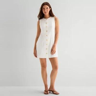 Ana Womens Sleeveless Sheath Dress In Neutral