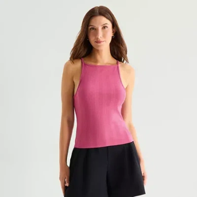 Ana Womens Square Neck Sleeveless Tank Top In Pink