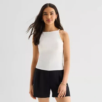 Ana Womens Square Neck Sleeveless Tank Top In White