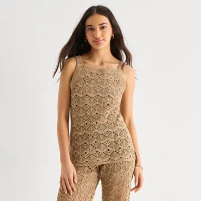 Ana Womens Square Neck Sleeveless Tank Top In Brown
