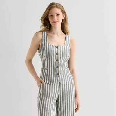 Ana Womens Square Neck Sleeveless Vest In Gray