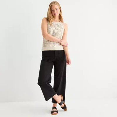 Ana Womens Straight Highest Rise Cropped Pant In Black