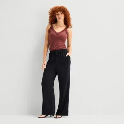 Ana Womens Straight Mid Rise Pull-on Pant In Black