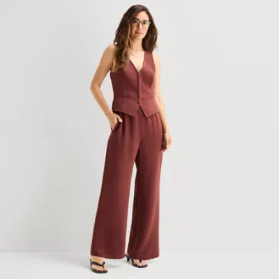 Ana Womens Straight Mid Rise Pull-on Pant In Burgundy