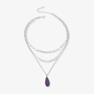 Ana Womens Strand Necklace In Purple