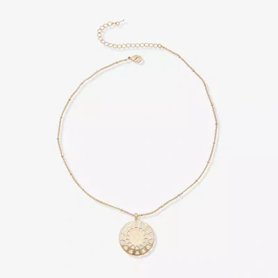 Ana Womens Sunburst 17 Inch Pendant Necklace In Yellow