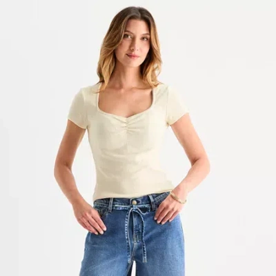 Ana Womens Sweetheart Neck Short Sleeve T-shirt In Sand