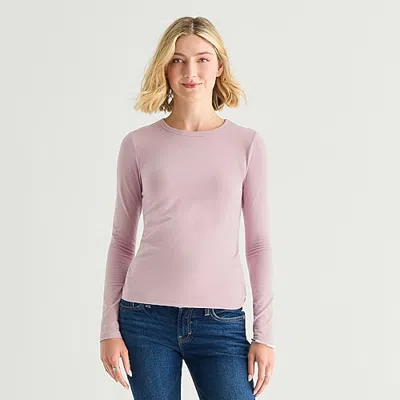 Ana Womens Tall Crew Neck Long Sleeve T-shirt In Pink